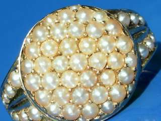 BEST ANTIQUE VICTORIAN 15ct GOLD SEED PEARL RING c1890  