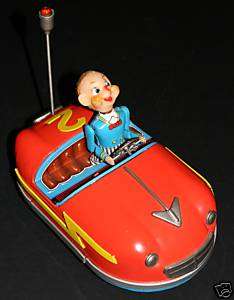 ALPS, 1960S TOY BUMPER CAR WITH CLOWN, TIN BATTERY OPERATED, RARE 