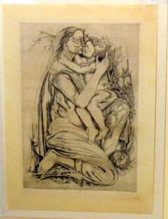 Federico Cantu Mother Child Mexico CA Print Etching  