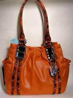 NWT New Kathy Van Zeeland Glam Rock II Shopper Tangerine Handbag 