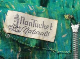 Vintage 50s 60s Green Silk Dress by Nantucket Naturals  