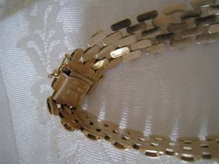 14K GOLD PANTHER LINK BRACELET, Basket weave, Fine Jewelry, Solid 