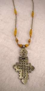 Coptic Cross Pendant With Natural Stone Bead work Chain