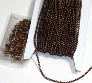 32ft antiqued copper 1.5mm ball chain with connectors  