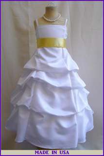 NEW WHITE CANARY/LIGHT YELLOW FLOWER GIRL PAGEANT DRESS  