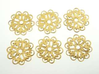Vintage Style Filigree Brass Stampings 6pc Be  