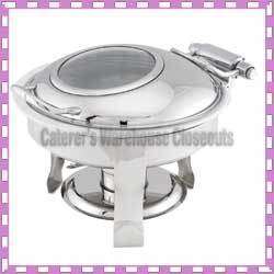 QT Round Glass Cover Stainless Chafing Dish New  