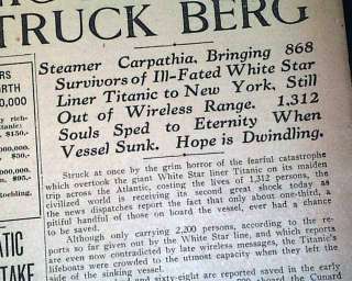 RMS TITANIC SINKING White Star Line Ocean Liner SINKS & Carpathia 1912 