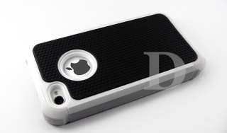 WHITE COMBO HARD CASE COVER SOFT GEL SKIN FOR IPHONE 4 G 4S 4th BLACK 