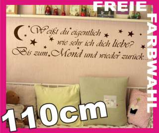 Liebe Mond Spruch WANDTATTOO U0 Kinderzimmer Text 110cm  