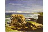 Norwegian Rock off Porth Island Newquay Cornwall Coastal Oil Painting 