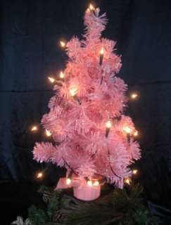 Weihnachtsbaum Tannenbaum rosa m. Lichterkette 60 cm  