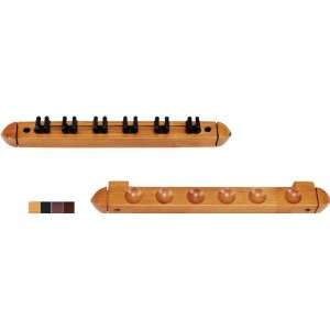 Two Piece 6 Cue Wall Rack with Clips   Chocolate, Honey, Midnight or 