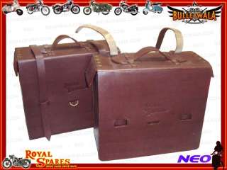 NEW ROYAL ENFIELD PAIR OF BROWN GENUINE LEATHER TRAVELER BAGS 