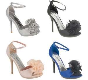 Ladies Satin Peep Toe Platform Shoes Heels Party Bridal  