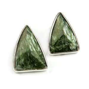  Genuine Seraphinite Gemstone and Sterling Silver Triangle 