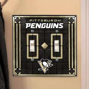  Pittsburgh Penguins Art Glass Lightswitch Cover (Double 