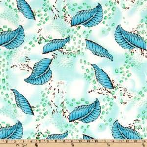  62 Wide Stretch Jersey ITY Knit Leaves Blue Fabric By 