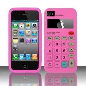 APPLE IPHONE 4 4S AT&T VERIZON SPRINT HOT PINK CALCULATOR SILICON CASE 