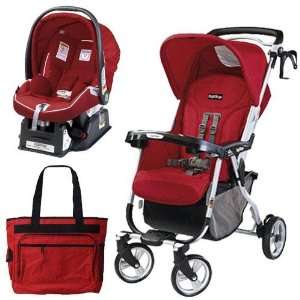  Peg Perego Vela Easy Drive Stroller   Geranium Red Travel System Baby