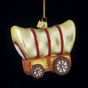Pack of 8 Glass Blown Western Covered Wagons Christmas Ornaments 4 