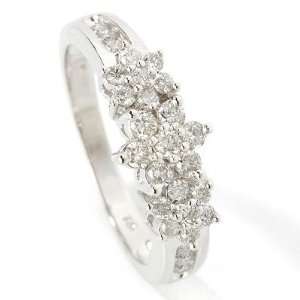  14K White Gold Diamond Cluster Ring  Size 7 Jewelry