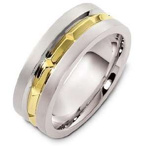   8mm 18 Karat Yellow Gold and Titanium Wedding Band Ring   8.5 Jewelry