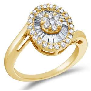 Size 4.5   14K Yellow Gold Diamond Halo Engagement OR Fashion Right 