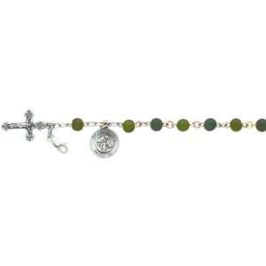  Sterling Silver Jade Fancy Link Rosary Bracelet Jewelry
