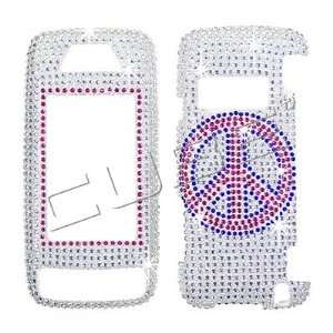 LG Voyager vx10000 Red Peace Sign on Silver Full Rhinestones/Diamond 