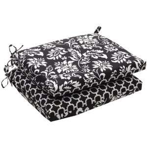 Pillow Perfect Outdoor Black/White Geometric/Floral Square Reversible 