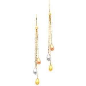  14K 3 Tri color Gold Fancy Dangle Hanging Earrings for 