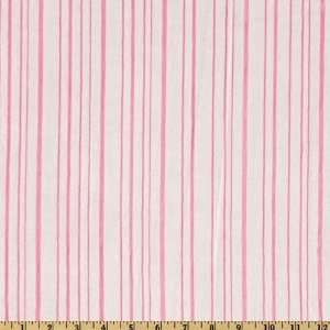  60 Wide Minky Line Cuddle White/Pink Fabric By The Yard 