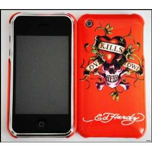 Orange Ed Hardy Tattoo Love Kill Slowly Cover Case for iPhone 3Gs 3G 