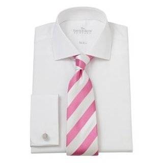  Savile Row White Mens Cutaway Collar Fitted Dress Shirt 