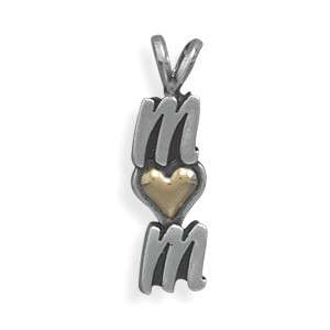 Sterling Silver and 14 Karat Gold MOM Pendant  