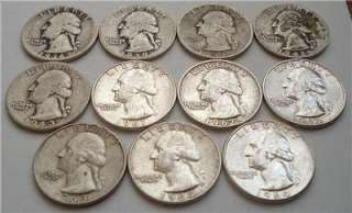   90% SILVER QUARTER DOLLARS  11 COIN QUARTERS LOT/COLLECTION