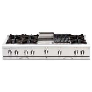   60 Gas Range Top with 6 Open Burners and 24 Grill   Stainless Steel
