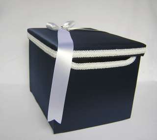 Navy Blue Heart Flower Girl Basket Pillow GuestBook Box  
