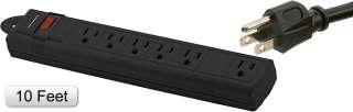 Outlet Power Strip Surge Protector with 10 FT Cord 200 Joules Black 