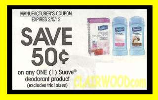 SUAVE DEODORANT $.50 ** 10 COUPONS ** 2/05/12  