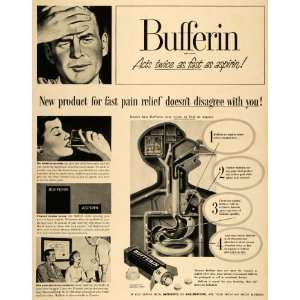  1950 Ad Bufferin Pain Relief Medicine Tablet Aspirin 
