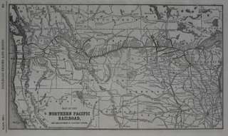 1887 Map NORTHERN PACIFIC RAILROAD Dakota Montana Idaho  