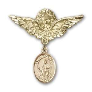   Baby Badge with St. Dymphna Charm and Angel w/Wings Badge Pin Jewelry