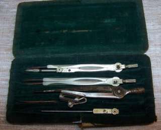 Antique Eugene Dietzgen Co Drafting Box & 5 Tools  