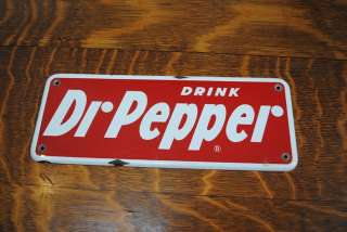 antique vintage old porcelain Drink Dr Pepper wall Sign red & white 5 