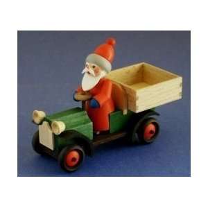  Santa Driving Antique Truck Erzgebirge Wood Miniature 