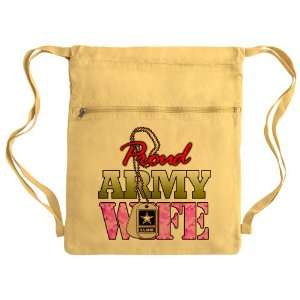    Messenger Bag Sack Pack Yellow Proud Army Wife 
