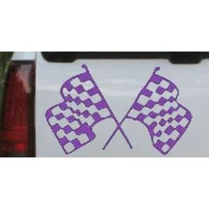 Purple 8in X 4.9in    Racing Flags Moto Sports Car Window Wall Laptop 