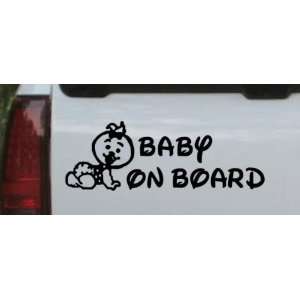 Black 44in X 15.3in    Baby On Board (Girl) Car Window Wall Laptop 